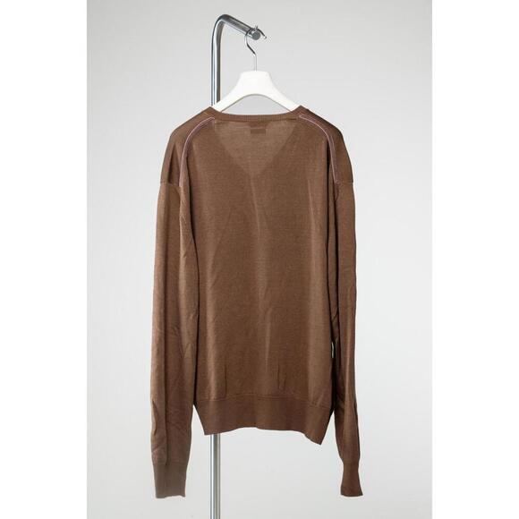 Tom Ford Brown V-Neck Silk Wool Sweater Shirt - Picture 2 of 3
